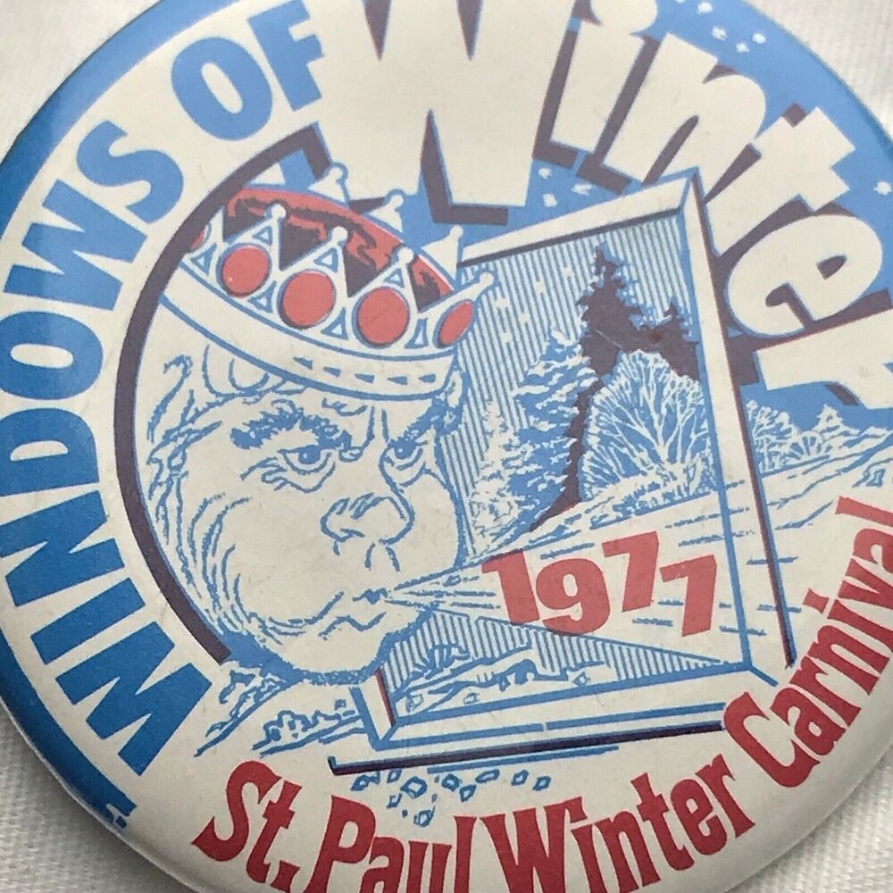Windows Of Winter 1977 St. Paul Carnival Vintage Pin Button Pinback Minnesota MN